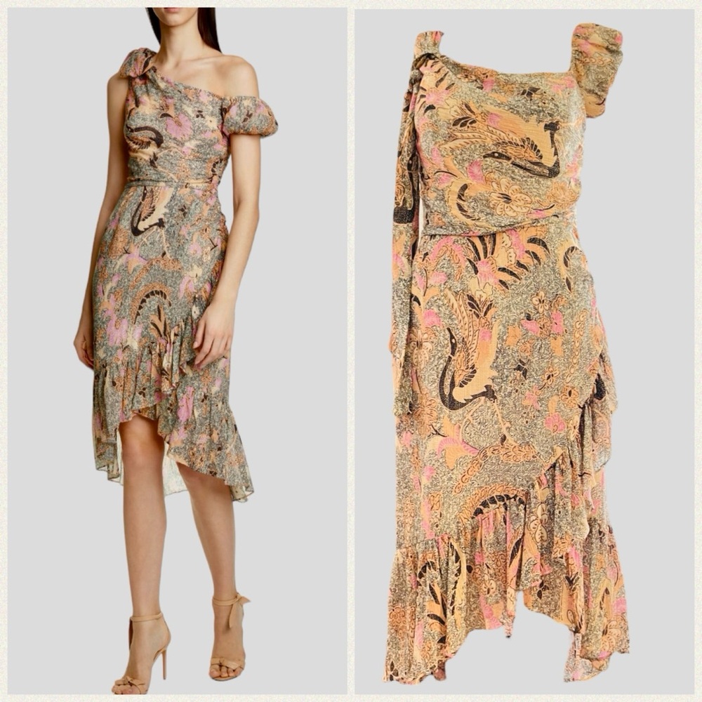 Ulla Johnson Uma Off Shoulder Hi Low Midi Dress Size 4